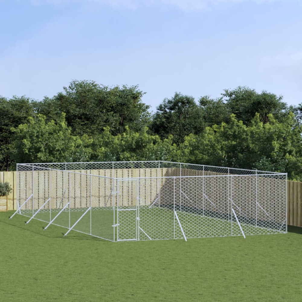 Produktbild för Hundgård för utomhusbruk silver 6x10x2 m galvaniserat stål
