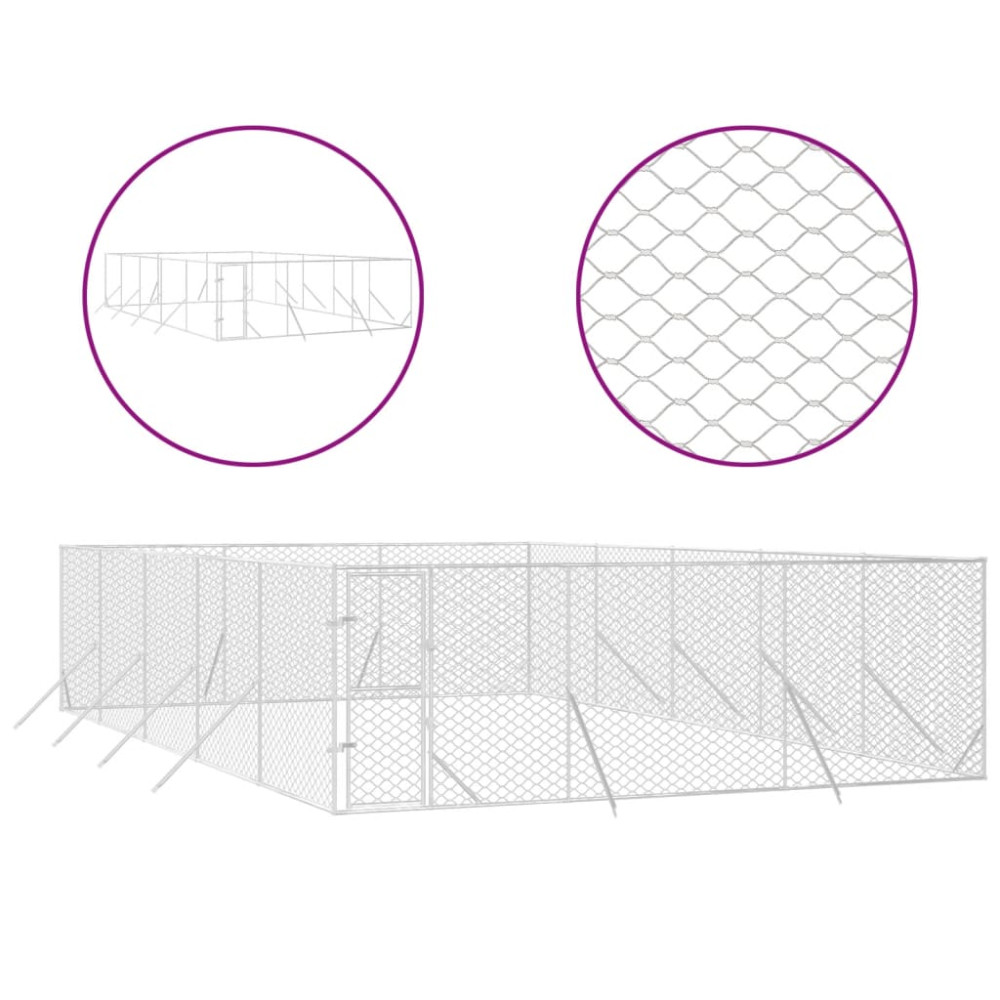 Produktbild för Hundgård för utomhusbruk silver 6x10x2 m galvaniserat stål