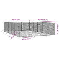 Produktbild för Hundgård för utomhusbruk silver 6x10x2 m galvaniserat stål