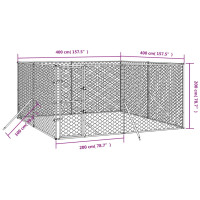 Produktbild för Hundgård för utomhusbruk silver 4x4x2 m galvaniserat stål