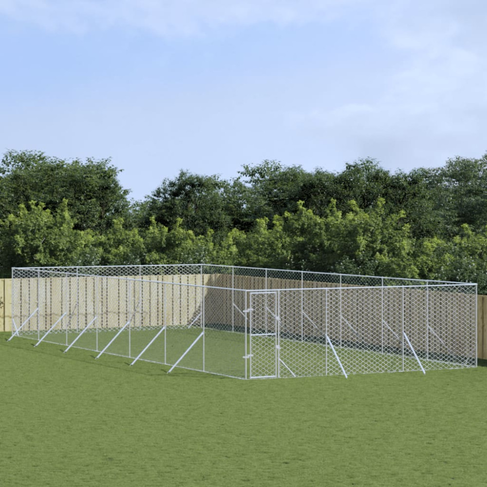 Produktbild för Hundgård för utomhusbruk silver 6x14x2 m galvaniserat stål