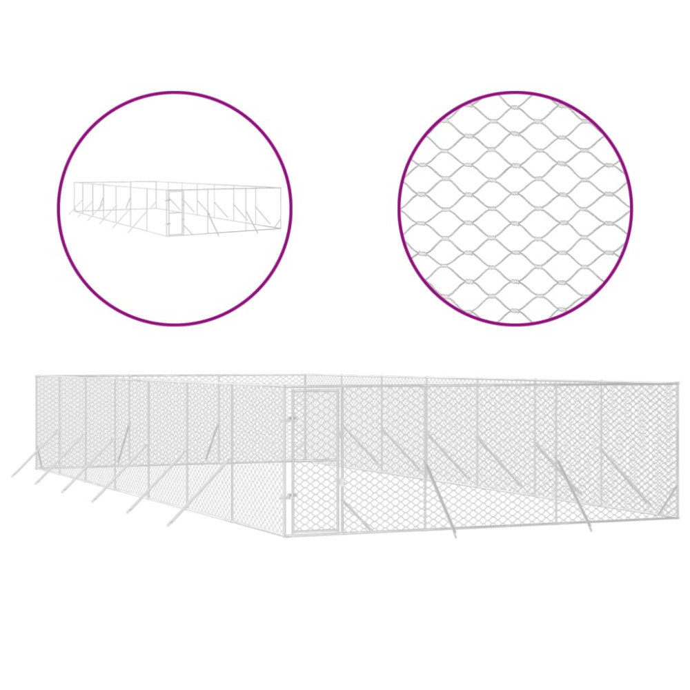 Produktbild för Hundgård för utomhusbruk silver 6x14x2 m galvaniserat stål