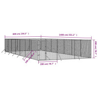 Produktbild för Hundgård för utomhusbruk silver 6x14x2 m galvaniserat stål