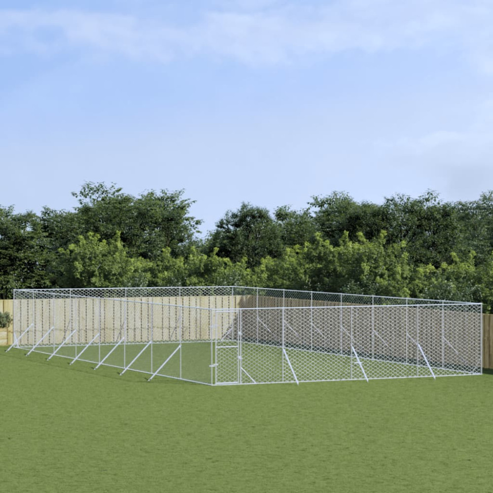 Produktbild för Hundgård för utomhusbruk silver 8x16x2 m galvaniserat stål