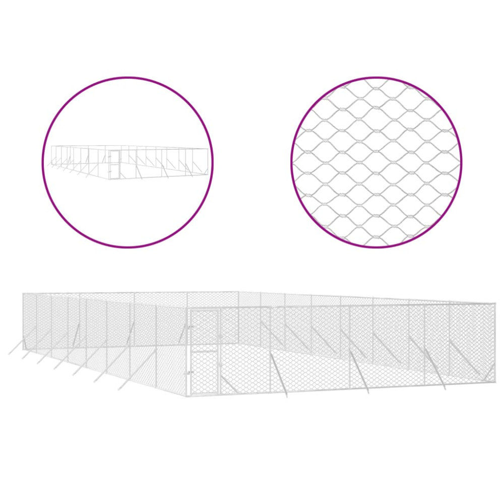 Produktbild för Hundgård för utomhusbruk silver 8x16x2 m galvaniserat stål