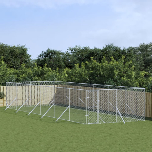 vidaXL Hundgård för utomhusbruk silver 4x12x2 m galvaniserat stål