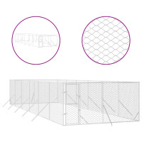 Produktbild för Hundgård för utomhusbruk silver 4x12x2 m galvaniserat stål