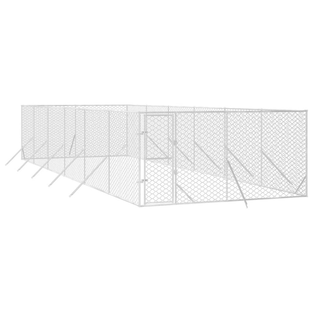 Produktbild för Hundgård för utomhusbruk silver 4x12x2 m galvaniserat stål