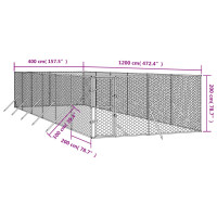Produktbild för Hundgård för utomhusbruk silver 4x12x2 m galvaniserat stål