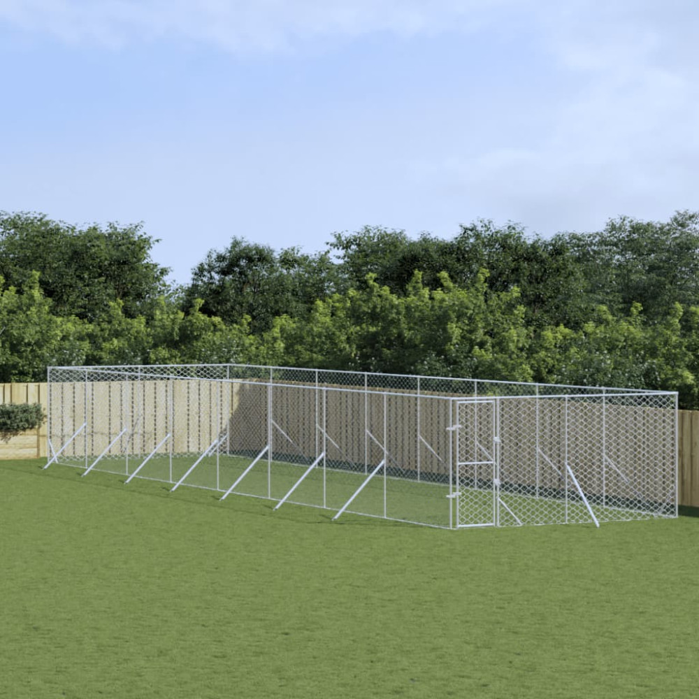 Produktbild för Hundgård för utomhusbruk silver 4x16x2 m galvaniserat stål
