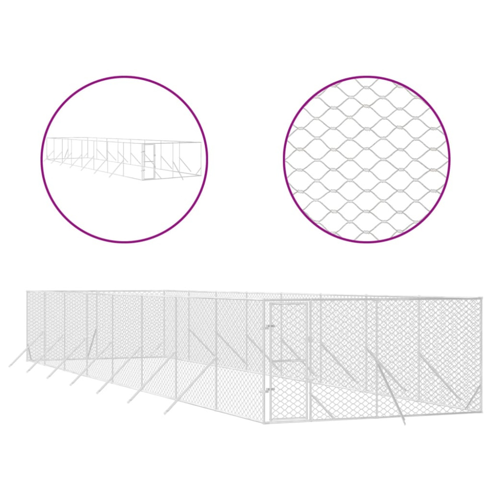 Produktbild för Hundgård för utomhusbruk silver 4x16x2 m galvaniserat stål