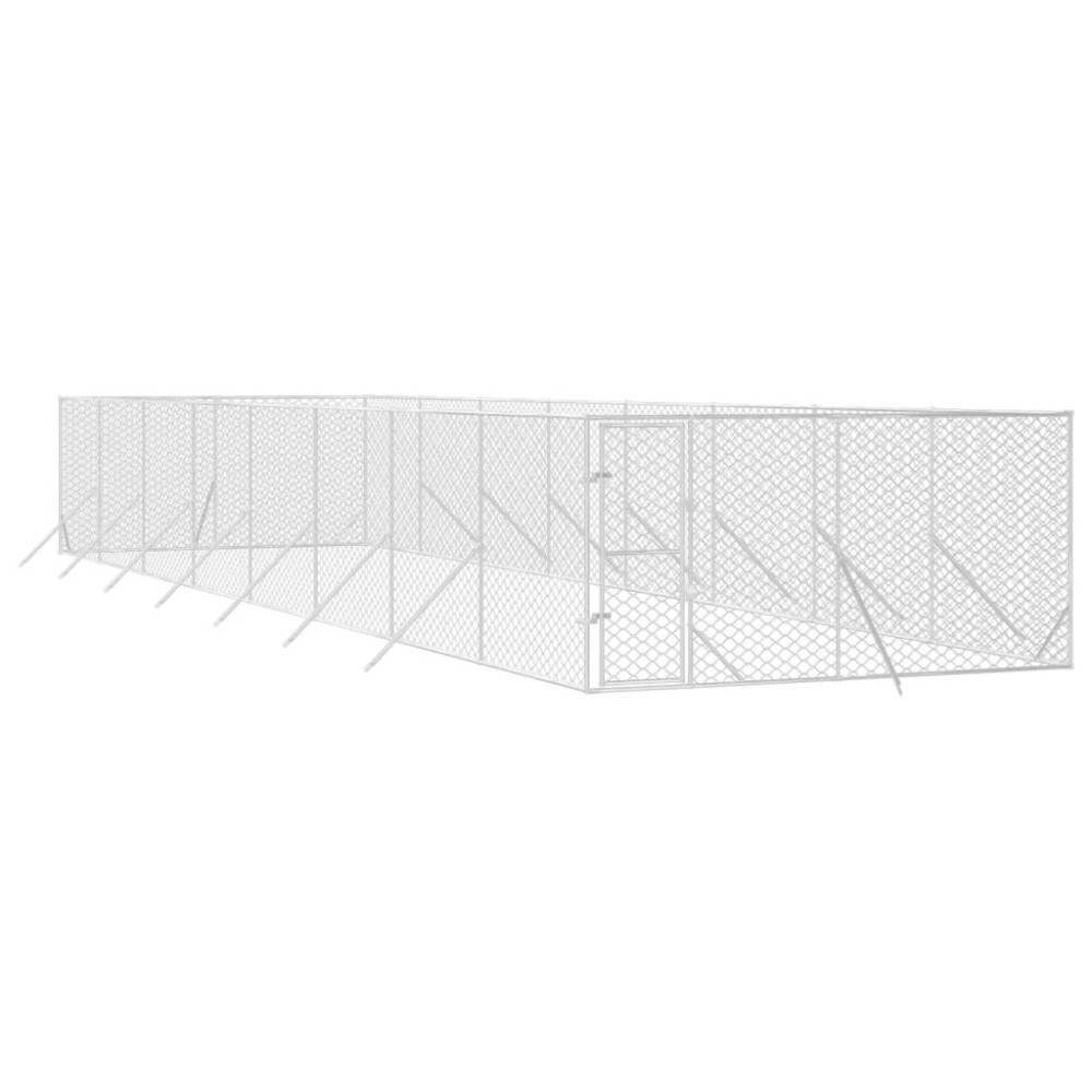 Produktbild för Hundgård för utomhusbruk silver 4x16x2 m galvaniserat stål