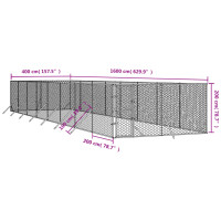 Produktbild för Hundgård för utomhusbruk silver 4x16x2 m galvaniserat stål