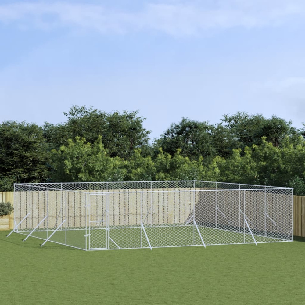 Produktbild för Hundgård för utomhusbruk silver 8x8x2 m galvaniserat stål