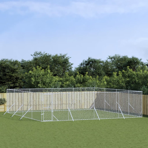 vidaXL Hundgård för utomhusbruk silver 8x8x2 m galvaniserat stål