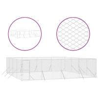 Produktbild för Hundgård för utomhusbruk silver 8x8x2 m galvaniserat stål