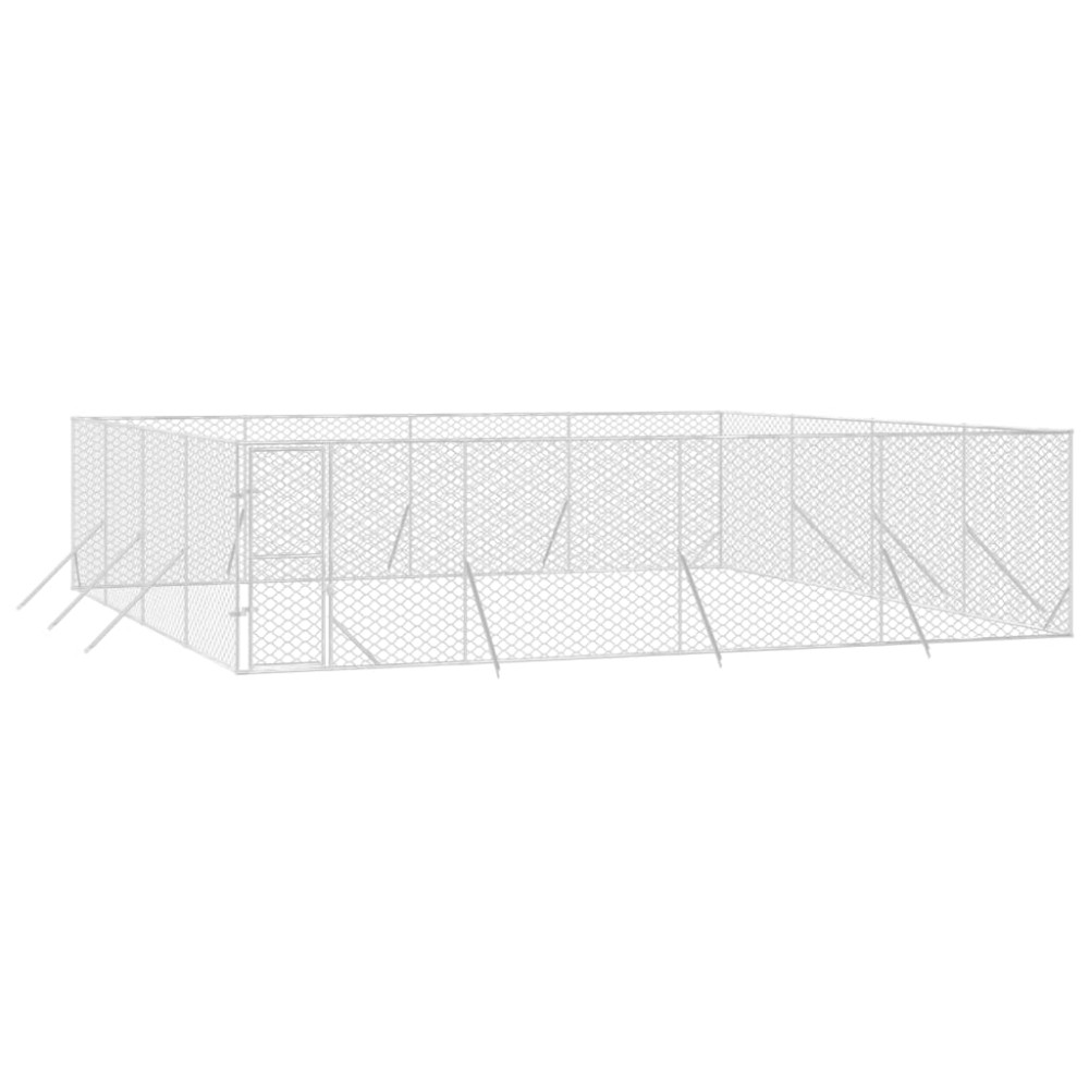 Produktbild för Hundgård för utomhusbruk silver 8x8x2 m galvaniserat stål