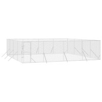 Produktbild för Hundgård för utomhusbruk silver 8x8x2 m galvaniserat stål