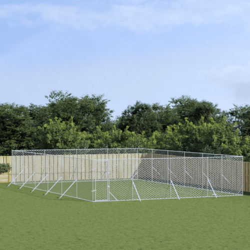vidaXL Hundgård för utomhusbruk silver 8x12x2 m galvaniserat stål