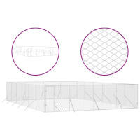 Produktbild för Hundgård för utomhusbruk silver 8x12x2 m galvaniserat stål