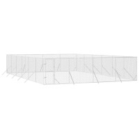 Produktbild för Hundgård för utomhusbruk silver 8x12x2 m galvaniserat stål