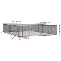 Produktbild för Hundgård för utomhusbruk silver 8x12x2 m galvaniserat stål