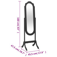 Produktbild för Fristående spegel svar 45,5x47,5x160 cm konstruerad trä