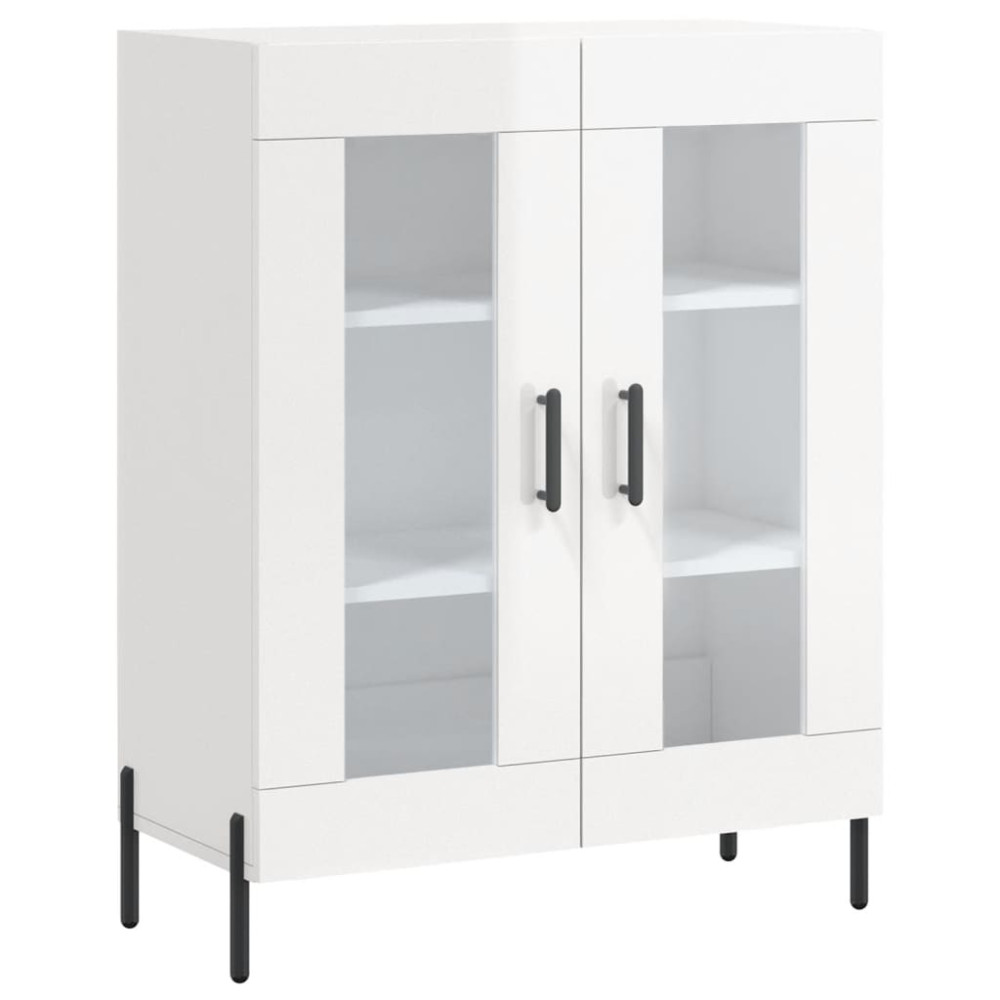 Produktbild för Skänk vit högglans 69,5x34x90 cm konstruerat trä