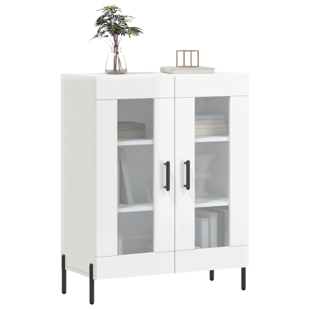 Produktbild för Skänk vit högglans 69,5x34x90 cm konstruerat trä