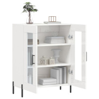 Produktbild för Skänk vit högglans 69,5x34x90 cm konstruerat trä