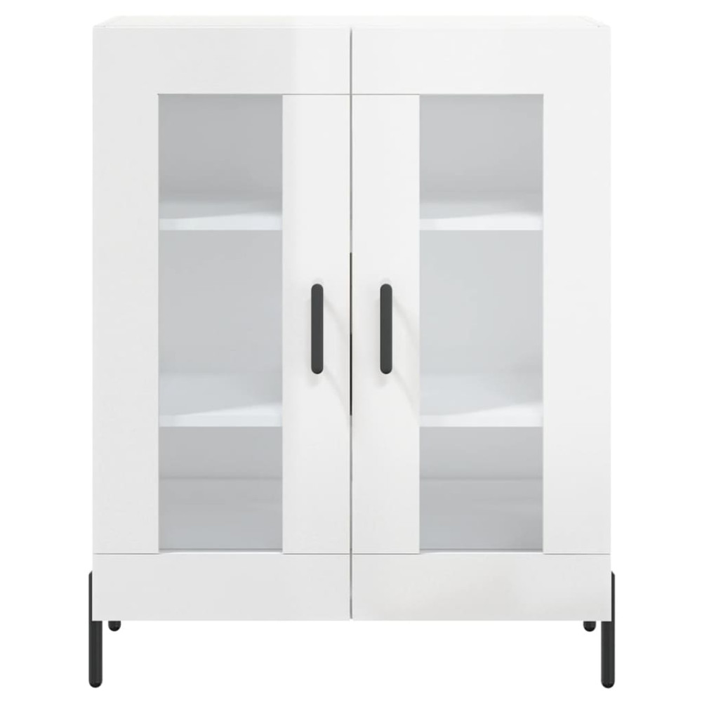 Produktbild för Skänk vit högglans 69,5x34x90 cm konstruerat trä