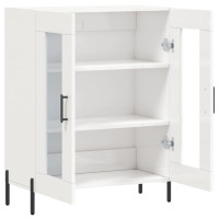 Produktbild för Skänk vit högglans 69,5x34x90 cm konstruerat trä
