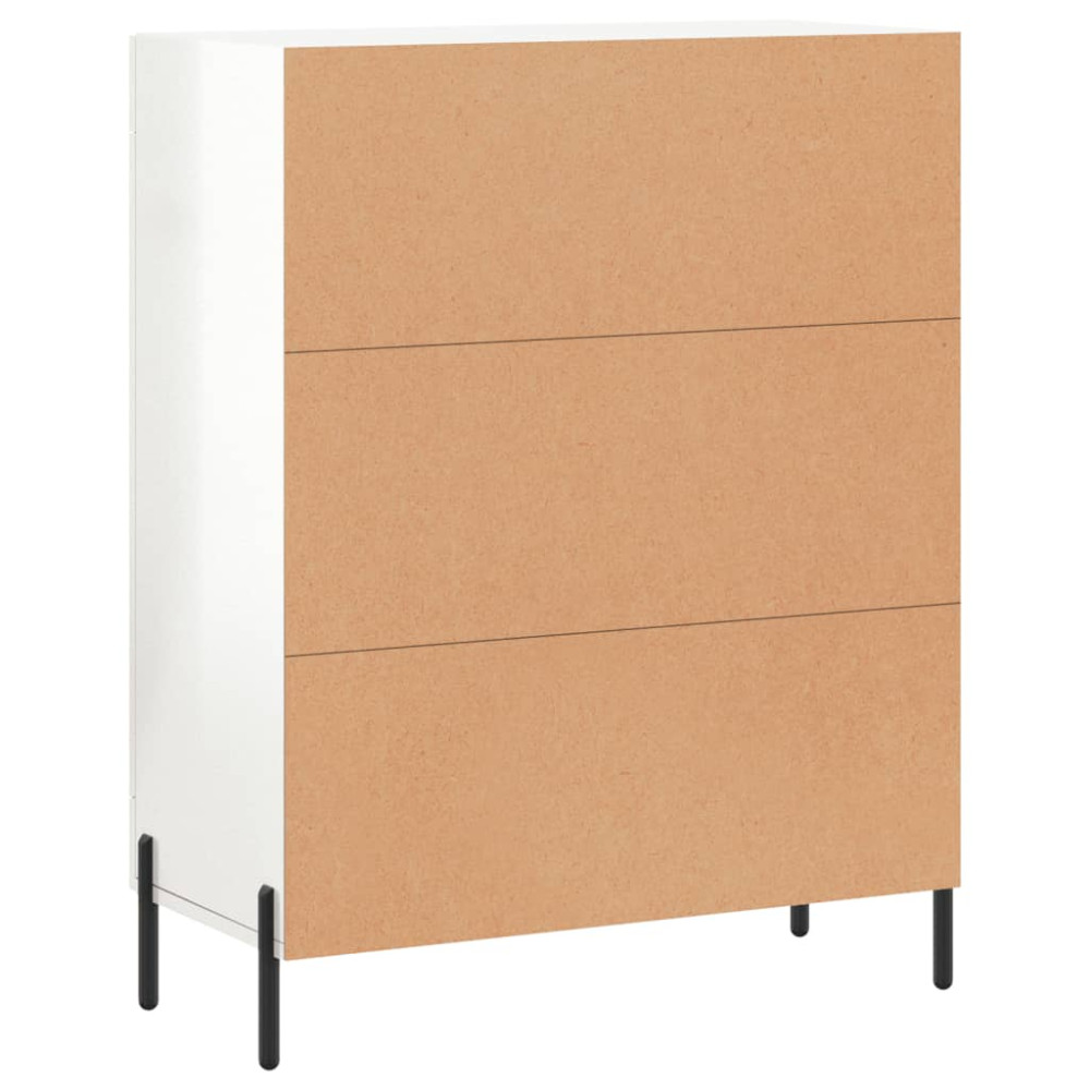 Produktbild för Skänk vit högglans 69,5x34x90 cm konstruerat trä