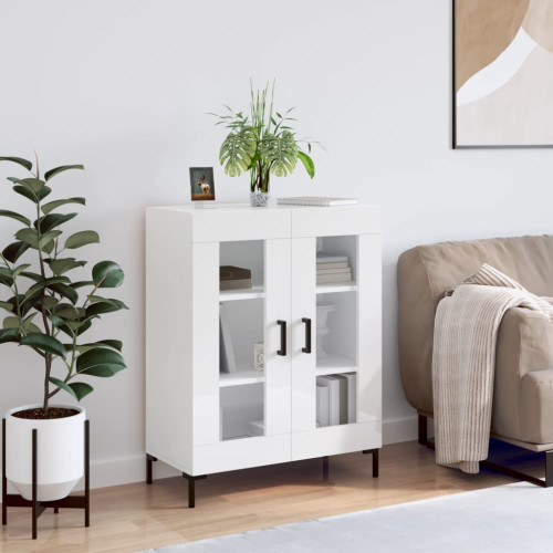 vidaXL Skänk vit högglans 69,5x34x90 cm konstruerat trä