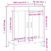 Produktbild för Skänk vit högglans 69,5x34x90 cm konstruerat trä