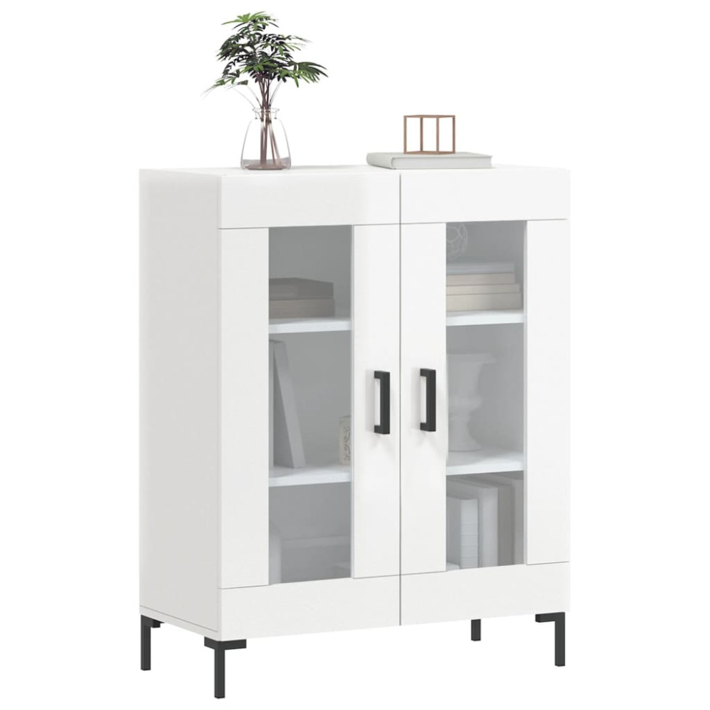 Produktbild för Skänk vit högglans 69,5x34x90 cm konstruerat trä