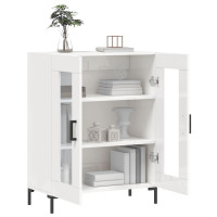 Produktbild för Skänk vit högglans 69,5x34x90 cm konstruerat trä