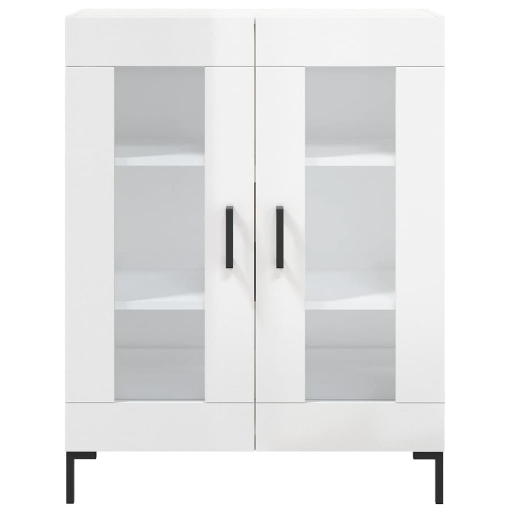 Produktbild för Skänk vit högglans 69,5x34x90 cm konstruerat trä