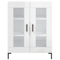 Produktbild för Skänk vit högglans 69,5x34x90 cm konstruerat trä