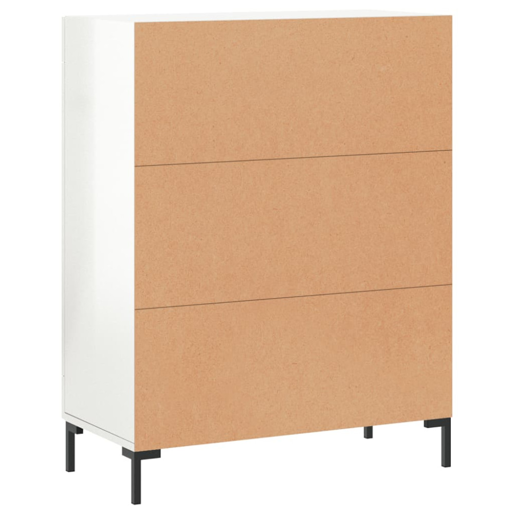 Produktbild för Skänk vit högglans 69,5x34x90 cm konstruerat trä