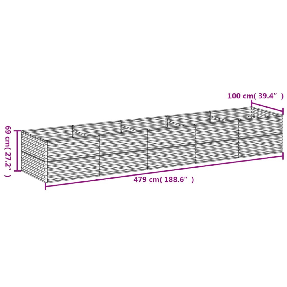Produktbild för Odlingslåda upphöjd 479x100x69 cm rosttrögt stål