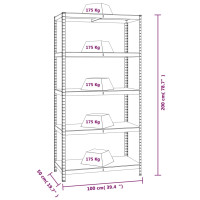 Produktbild för Förvaringshylla silver stål och konstruerat trä 5 hyllplan