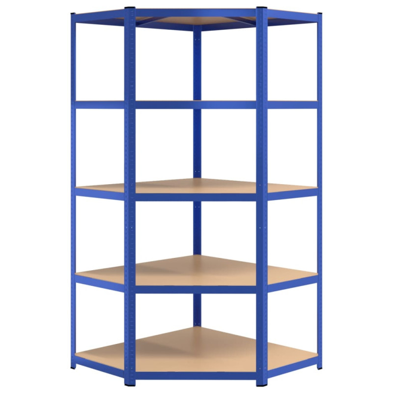 Produktbild för Förvaringshyllor 5 st blå stål & konstruerat trä 5 hyllplan