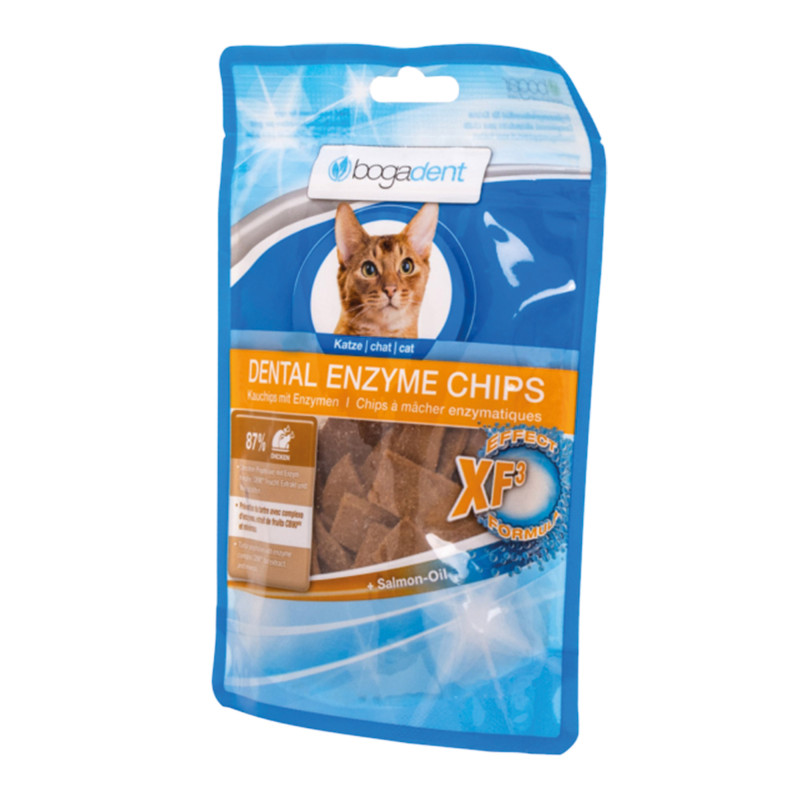 Produktbild för Dental Enzyme Chips Chicken Katt Bogadent 50 g