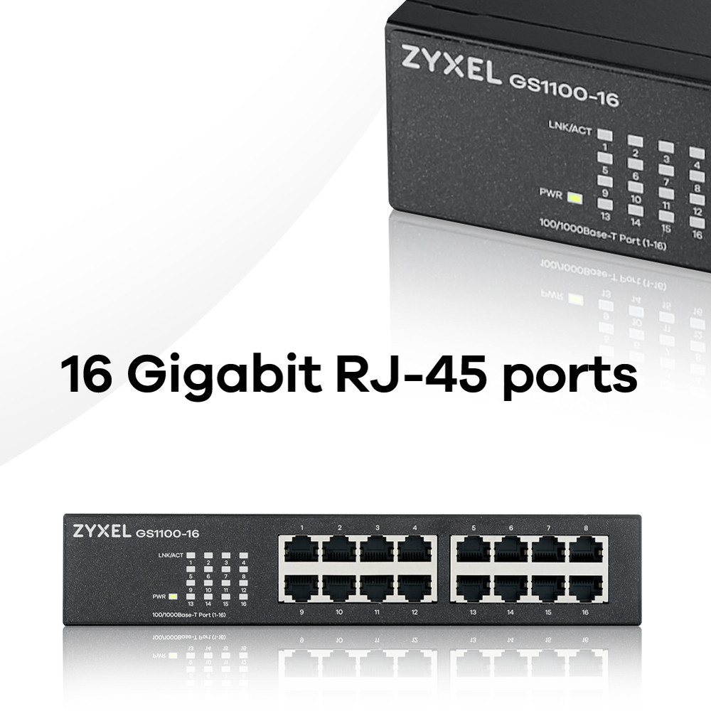 Produktbild för Zyxel GS1100-16 Ohanterad Gigabit Ethernet (10/100/1000)