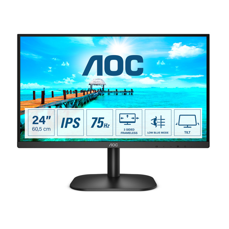 Produktbild för AOC B2 24B2XH platta pc-skärmar 60,5 cm (23.8") 1920 x 1080 pixlar Full HD LED Svart