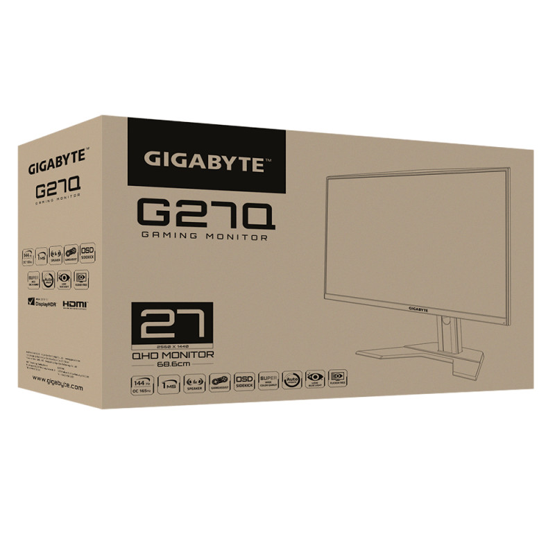 Produktbild för Gigabyte G27Q LED display 68,6 cm (27") 2560 x 1440 pixlar Quad HD Svart