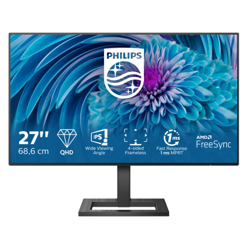 Philips Philips E Line 275E2FAE/00 platta pc-skärmar 68,6 cm (27") 2560 x 1440 pixlar 4K Ultra HD LED Svart
