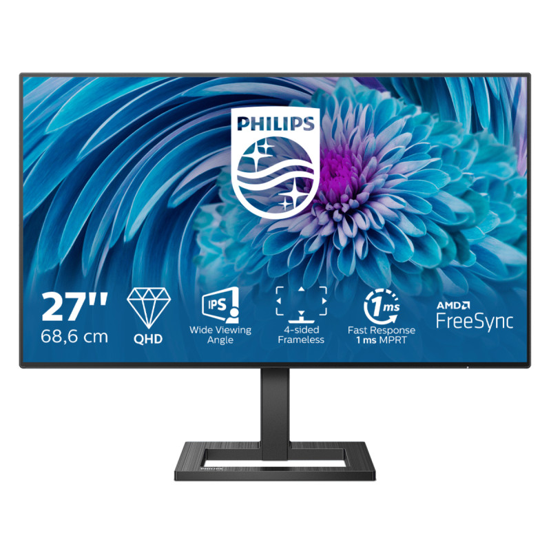 Produktbild för Philips E Line 275E2FAE/00 platta pc-skärmar 68,6 cm (27") 2560 x 1440 pixlar 4K Ultra HD LED Svart