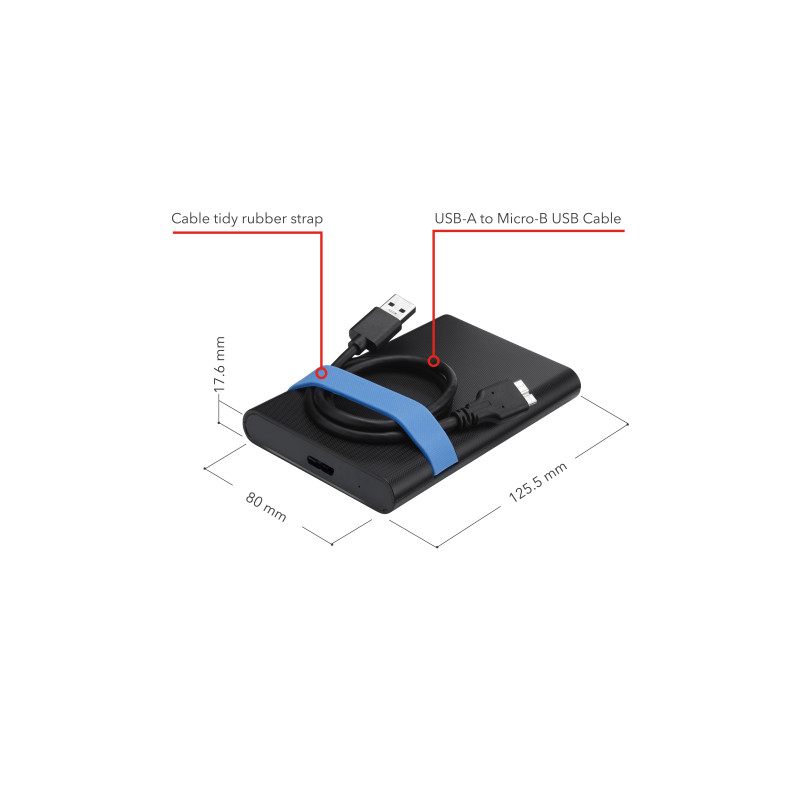 Produktbild för Verbatim Store'N'Go Enclosure Kit HDD- / SSD kabinett Svart, Blå 2.5"